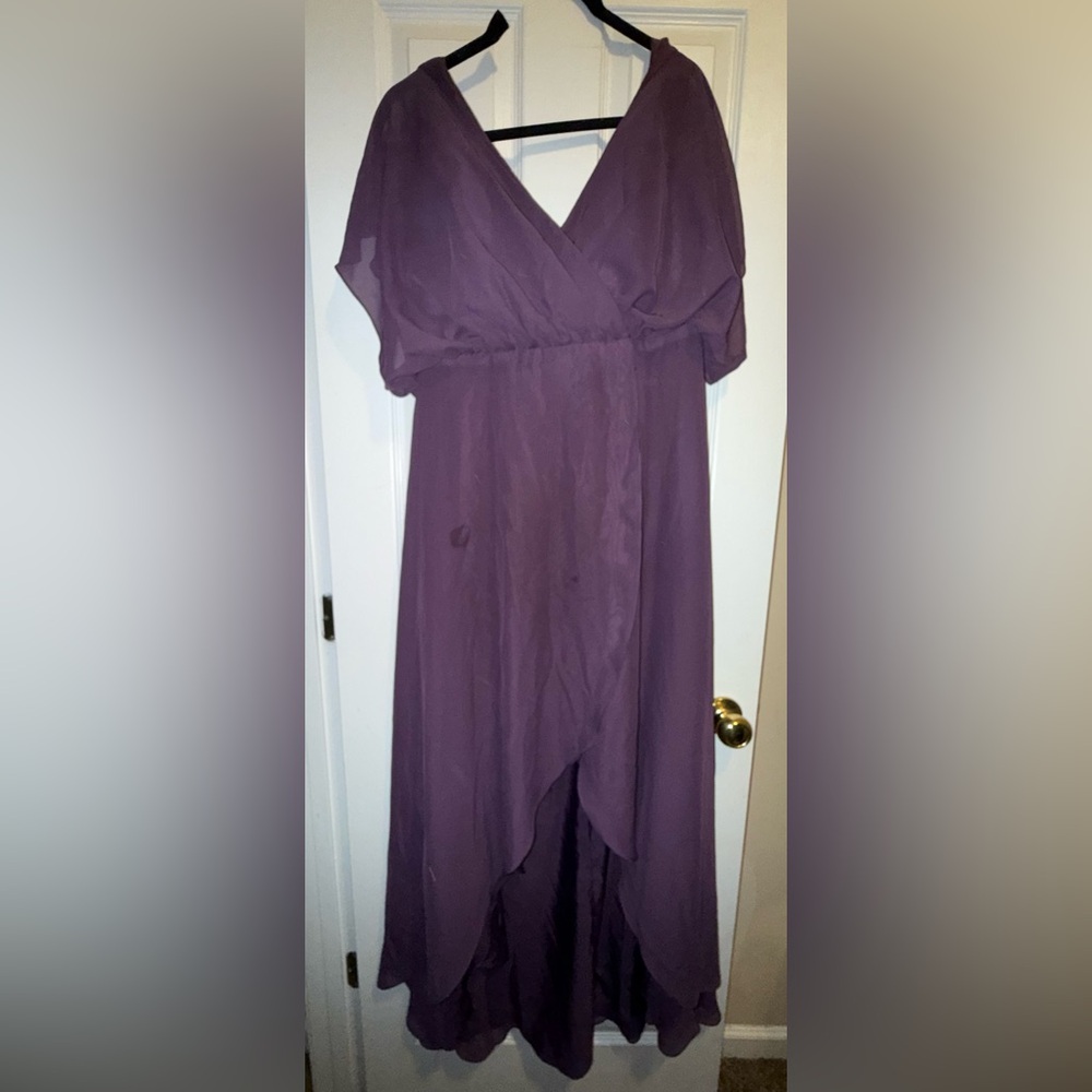 JJ's House Plum V-Neck Chiffon Bridesmaid Dress